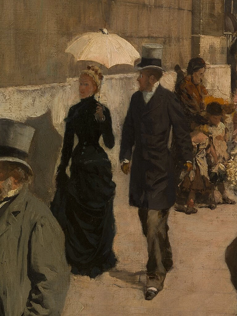 Giuseppe De Nittis - La Galleria Nazionale e la Chiesa di San Martino (Londra), Musée des Beaux, Arts de la ville de Paris, dettaglio 2